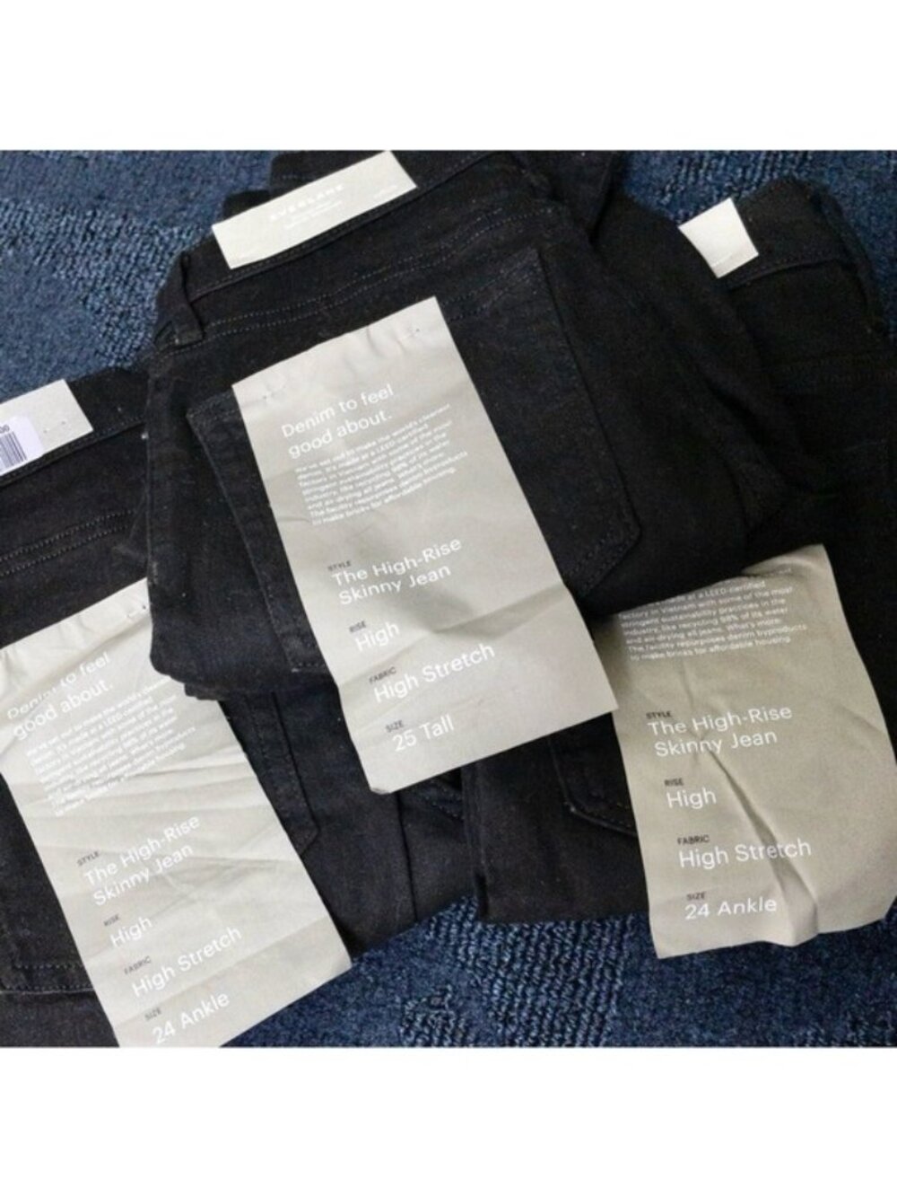 BUNDLE 3 NWT Everlane The Authentic Stretch High Rise Skinny Jean 24 Black 25